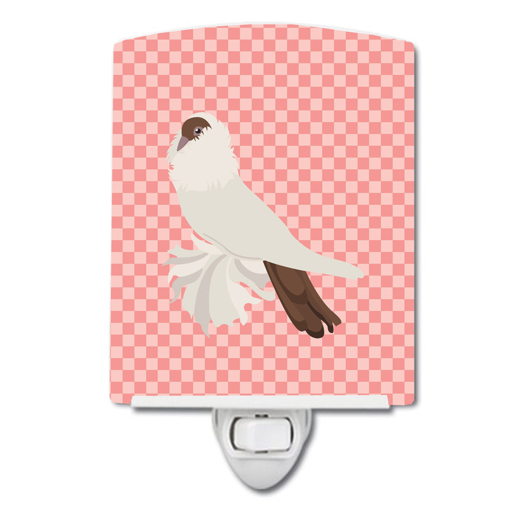 German Helmet Pigeon Pink Check Ceramic Night Light Compact, UL-Certified, Ideal for Bedroom, Bathroom, Nursery, Hallway, Kitchen, 6x4x3, Multicolor