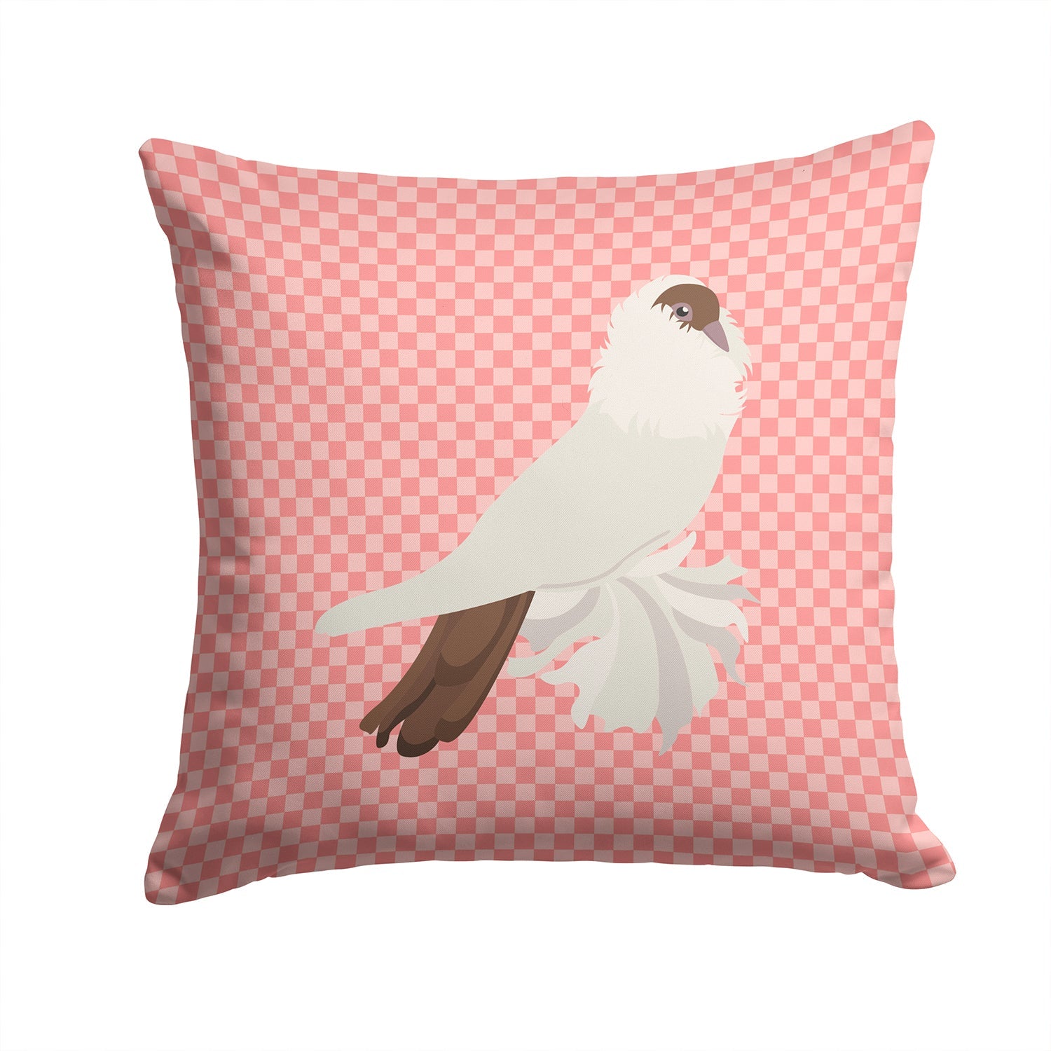 German Helmet Pigeon Pink Check Decorative Throw Pillow 14x14 Indoor Outdoor Accent Cushion, Fabric Cover with Insert for Sofa, Bed, Porch & Living Room