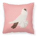 German Helmet Pigeon Pink Check Decorative Throw Pillow 18x18 Indoor Outdoor Accent Cushion, Fabric Cover with Insert for Sofa, Bed, Porch & Living Room