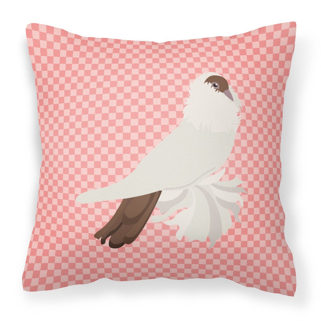German Helmet Pigeon Pink Check Decorative Throw Pillow 18x18 Indoor Outdoor Accent Cushion, Fabric Cover with Insert for Sofa, Bed, Porch & Living Room