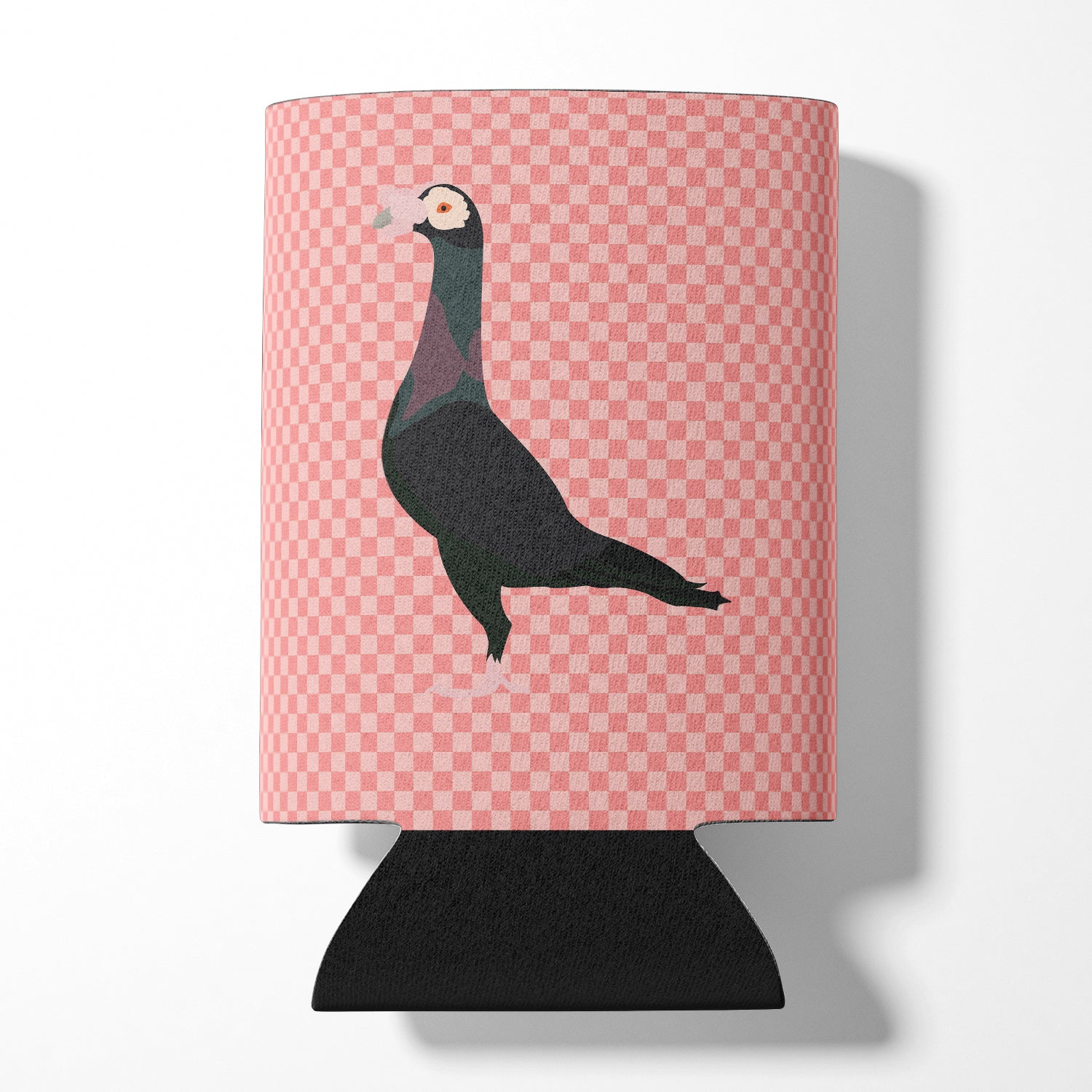 English Carrier Pigeon Pink Check Can or Bottle Hugger Cooler Sleeve for Standard 12 oz Cans, Insulated Foam Beer & Soda Can Hugger Reusable