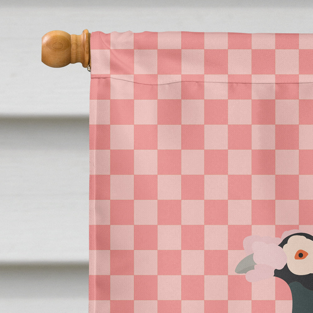 English Carrier Pigeon Pink Check House Flag 28x40 Porch Sleeve Pole Decorative Outside Yard Banner Artwork Wall Hanging, Polyester