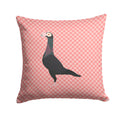 English Carrier Pigeon Pink Check Decorative Throw Pillow 14x14 Indoor Outdoor Accent Cushion, Fabric Cover with Insert for Sofa, Bed, Porch & Living Room