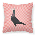 English Carrier Pigeon Pink Check Decorative Throw Pillow 18x18 Indoor Outdoor Accent Cushion, Fabric Cover with Insert for Sofa, Bed, Porch & Living Room