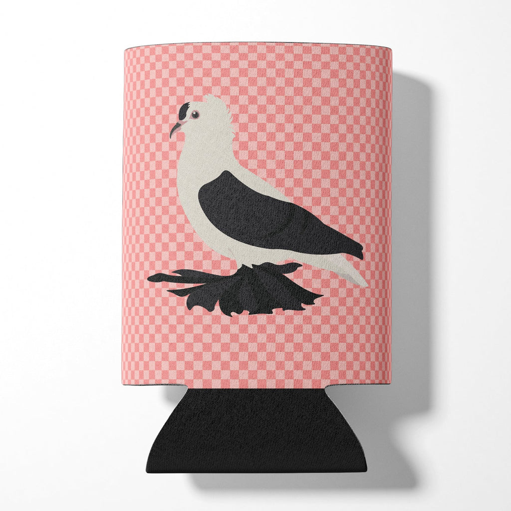 Saxon Fairy Swallow Pigeon Pink Check Can or Bottle Hugger Cooler Sleeve for Standard 12 oz Cans, Insulated Foam Beer & Soda Can Hugger Reusable