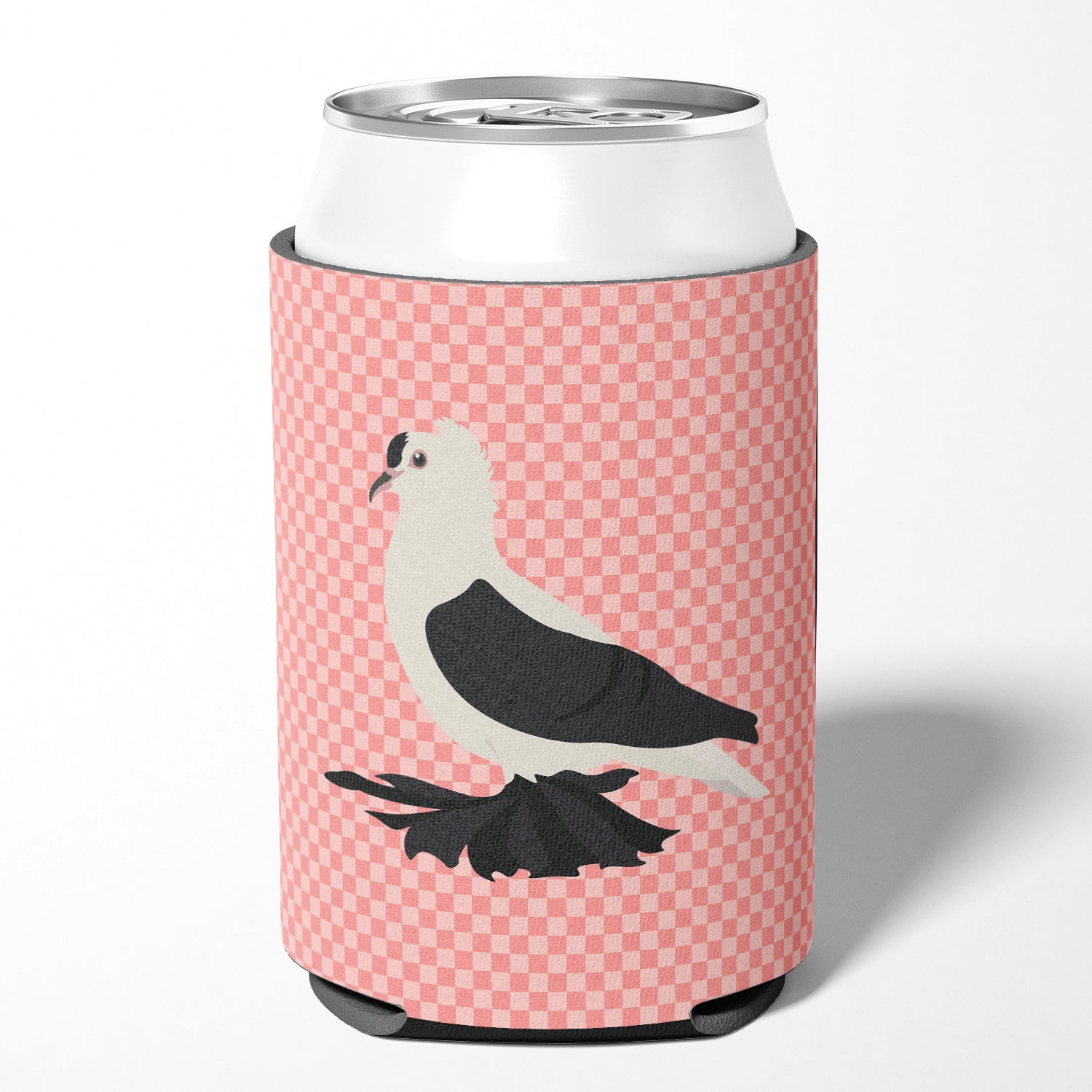 Saxon Fairy Swallow Pigeon Pink Check Can or Bottle Hugger Cooler Sleeve for Standard 12 oz Cans, Insulated Foam Beer & Soda Can Hugger Reusable