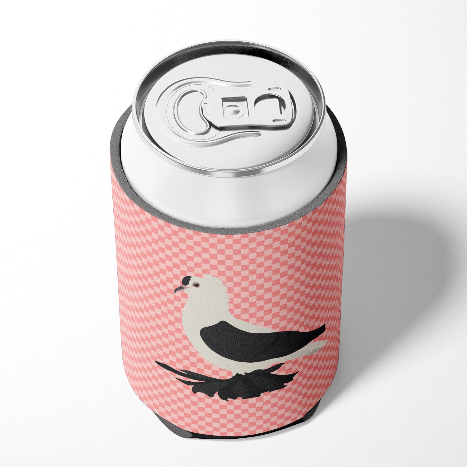 Saxon Fairy Swallow Pigeon Pink Check Can or Bottle Hugger Cooler Sleeve for Standard 12 oz Cans, Insulated Foam Beer & Soda Can Hugger Reusable