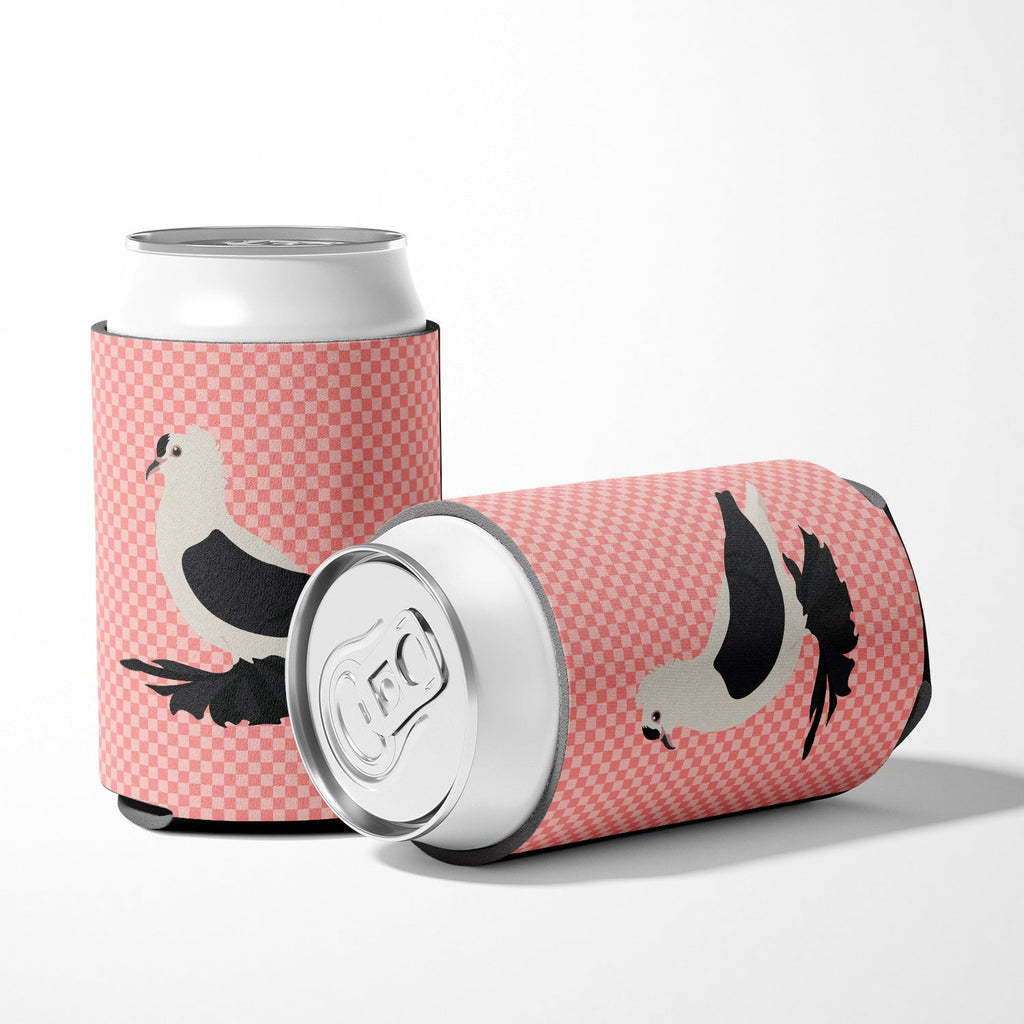 Saxon Fairy Swallow Pigeon Pink Check Can or Bottle Hugger Cooler Sleeve for Standard 12 oz Cans, Insulated Foam Beer & Soda Can Hugger Reusable