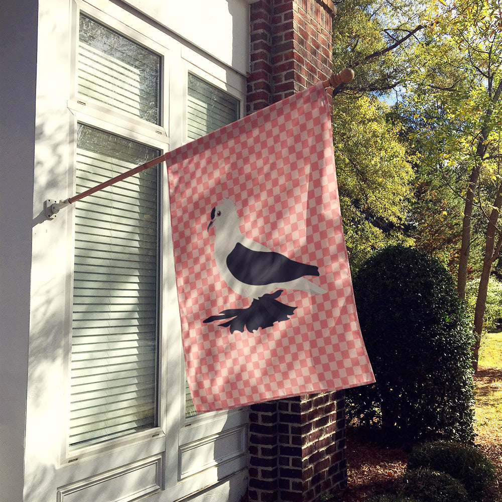 Saxon Fairy Swallow Pigeon Pink Check House Flag 28x40 Porch Sleeve Pole Decorative Outside Yard Banner Artwork Wall Hanging, Polyester