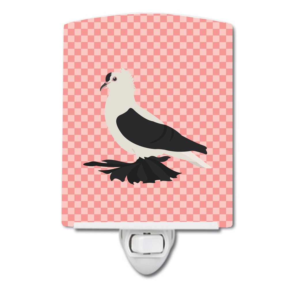 Saxon Fairy Swallow Pigeon Pink Check Ceramic Night Light Compact, UL-Certified, Ideal for Bedroom, Bathroom, Nursery, Hallway, Kitchen, 6x4x3, Multicolor