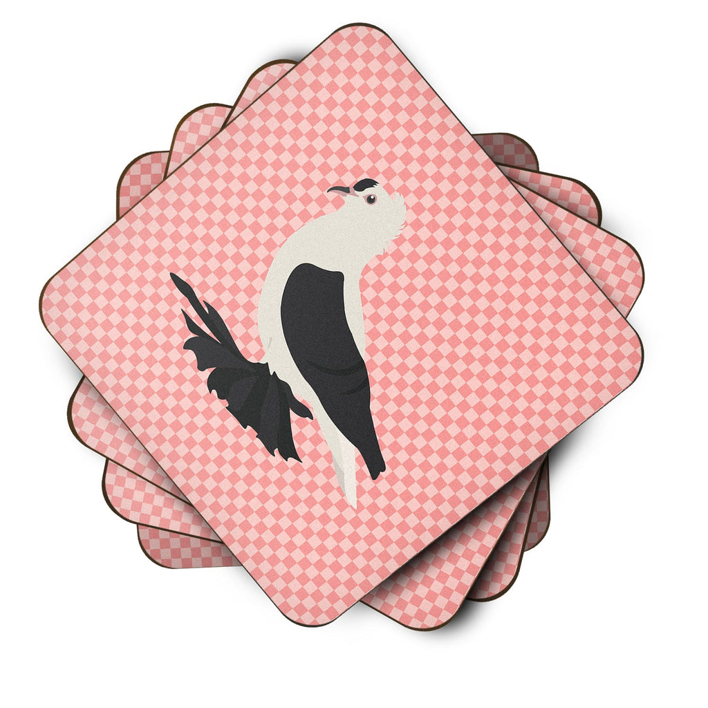 Saxon Fairy Swallow Pigeon Pink Check Foam Coasters Set of 4 Cup Coasters for Indoor Outdoor, Tabletop Protection, Anti Slip, Mouse pad Material