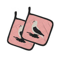 Saxon Fairy Swallow Pigeon Pink Check Pot Holder Set of 2 Heat Resistant Quilted Hot Pads 7.5 x 7.5 Inch, Insulated Kitchen Trivets for Cooking & Baking