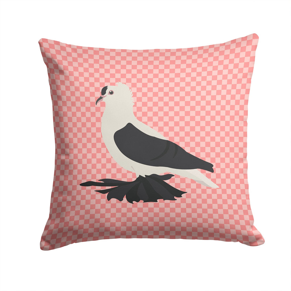 Saxon Fairy Swallow Pigeon Pink Check Decorative Throw Pillow 14x14 Indoor Outdoor Accent Cushion, Fabric Cover with Insert for Sofa, Bed, Porch & Living Room