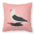 Saxon Fairy Swallow Pigeon Pink Check Decorative Throw Pillow 18x18 Indoor Outdoor Accent Cushion, Fabric Cover with Insert for Sofa, Bed, Porch & Living Room