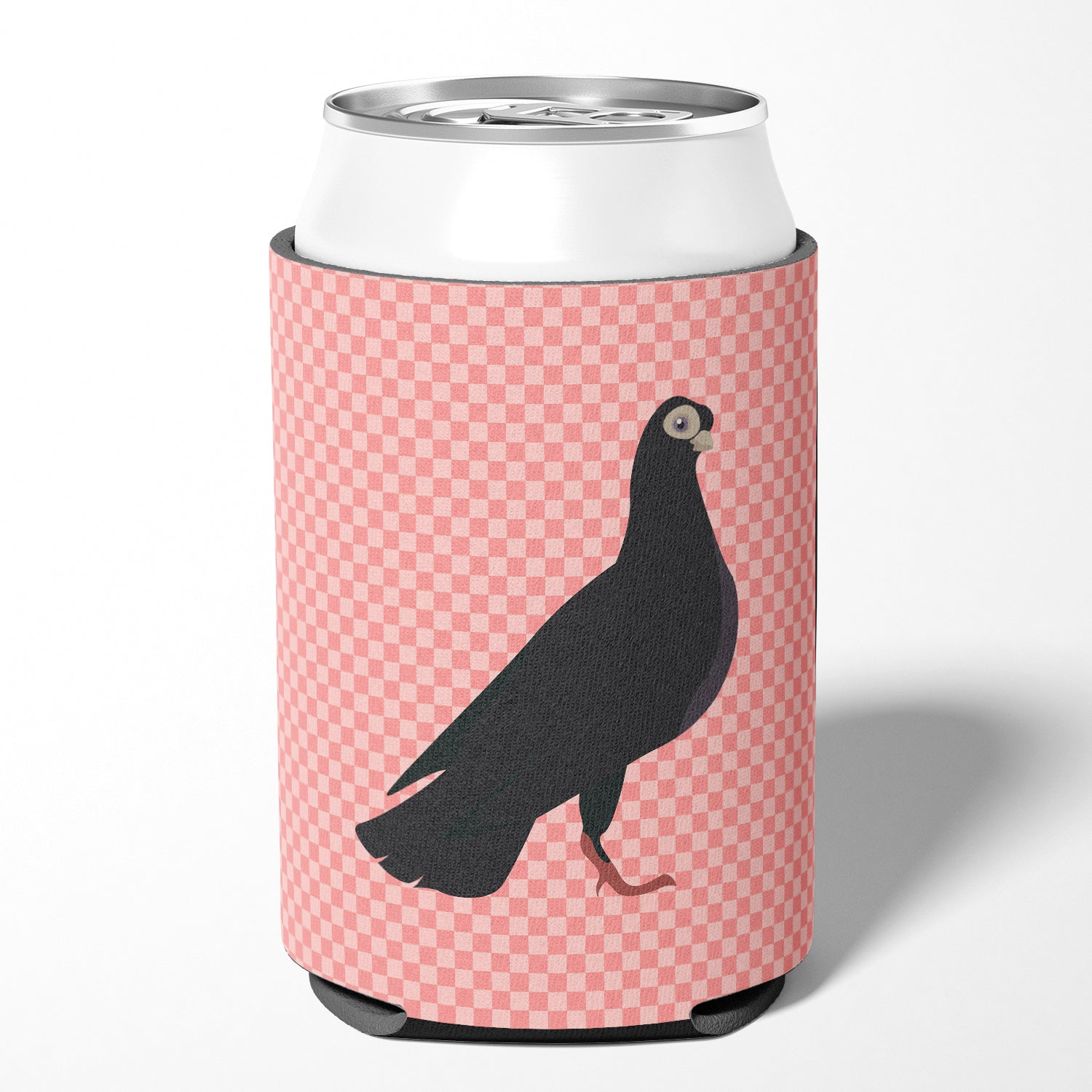 Budapest Highflyer Pigeon Pink Check Can or Bottle Hugger Cooler Sleeve for Standard 12 oz Cans, Insulated Foam Beer & Soda Can Hugger Reusable