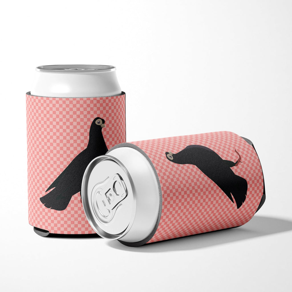 Budapest Highflyer Pigeon Pink Check Can or Bottle Hugger Cooler Sleeve for Standard 12 oz Cans, Insulated Foam Beer & Soda Can Hugger Reusable