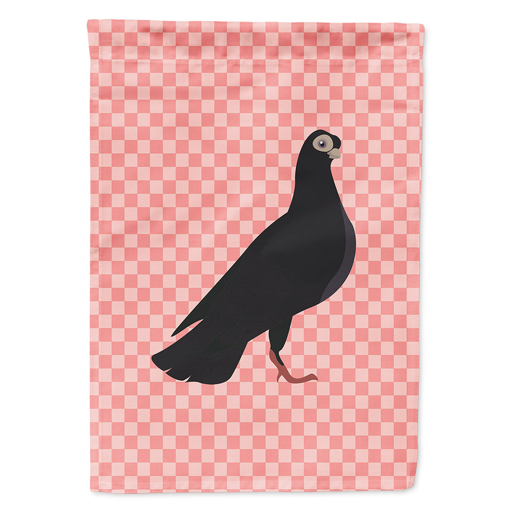 Budapest Highflyer Pigeon Pink Check House Flag 28x40 Porch Sleeve Pole Decorative Outside Yard Banner Artwork Wall Hanging, Polyester