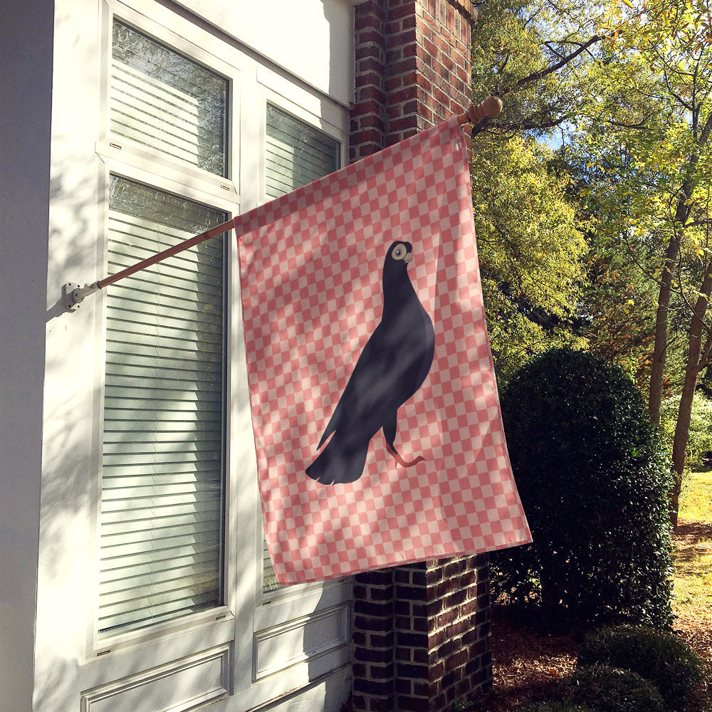 Budapest Highflyer Pigeon Pink Check House Flag 28x40 Porch Sleeve Pole Decorative Outside Yard Banner Artwork Wall Hanging, Polyester