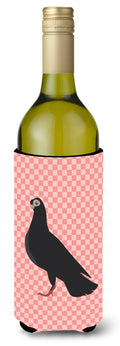 Budapest Highflyer Pigeon Pink Check Wine Bottle Hugger Gift Sleeve for Standard 750 ml Bottles, Insulated Reusable Also Fits Mini Shot & Pint Bottles