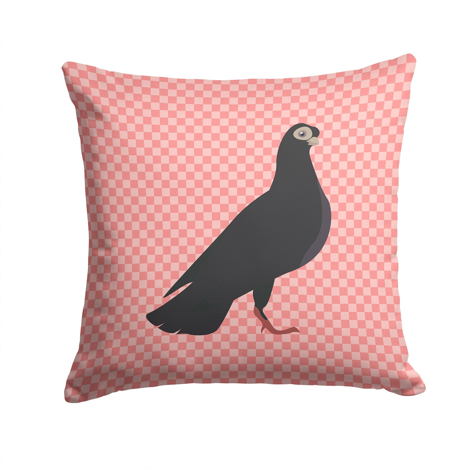 Budapest Highflyer Pigeon Pink Check Decorative Throw Pillow 14x14 Indoor Outdoor Accent Cushion, Fabric Cover with Insert for Sofa, Bed, Porch & Living Room
