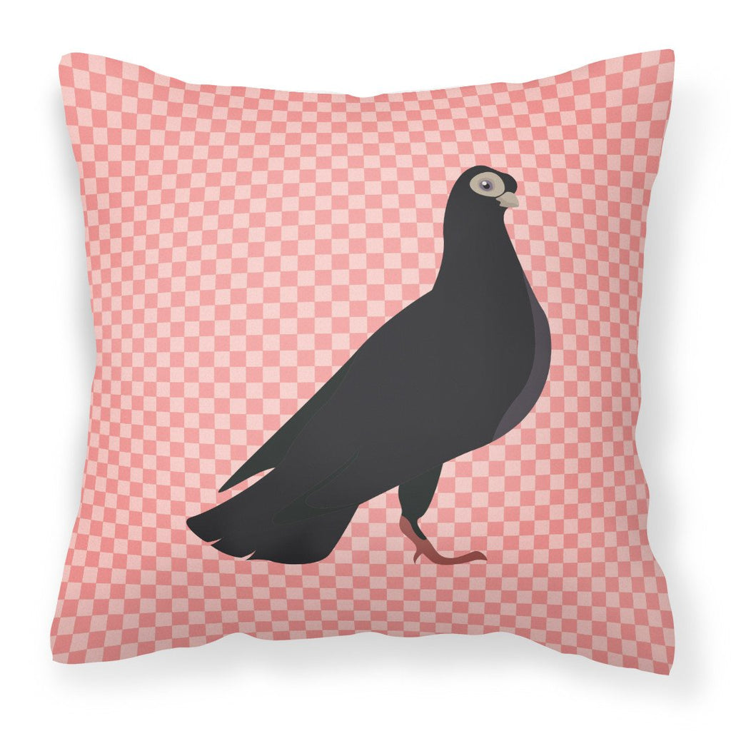 Budapest Highflyer Pigeon Pink Check Decorative Throw Pillow 18x18 Indoor Outdoor Accent Cushion, Fabric Cover with Insert for Sofa, Bed, Porch & Living Room