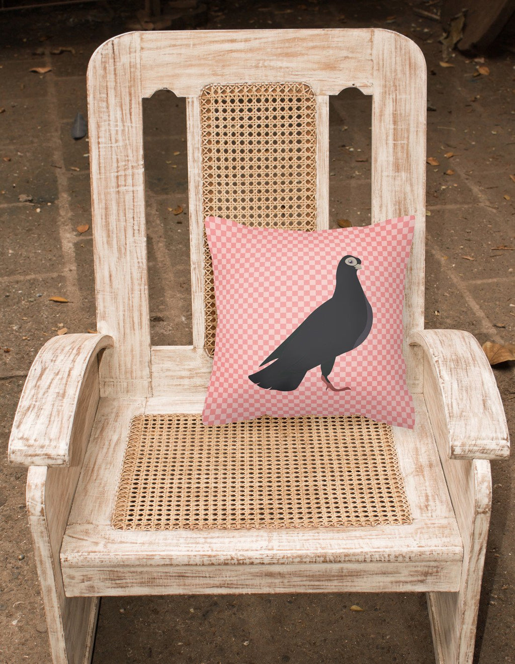 Budapest Highflyer Pigeon Pink Check Decorative Throw Pillow 18x18 Indoor Outdoor Accent Cushion, Fabric Cover with Insert for Sofa, Bed, Porch & Living Room