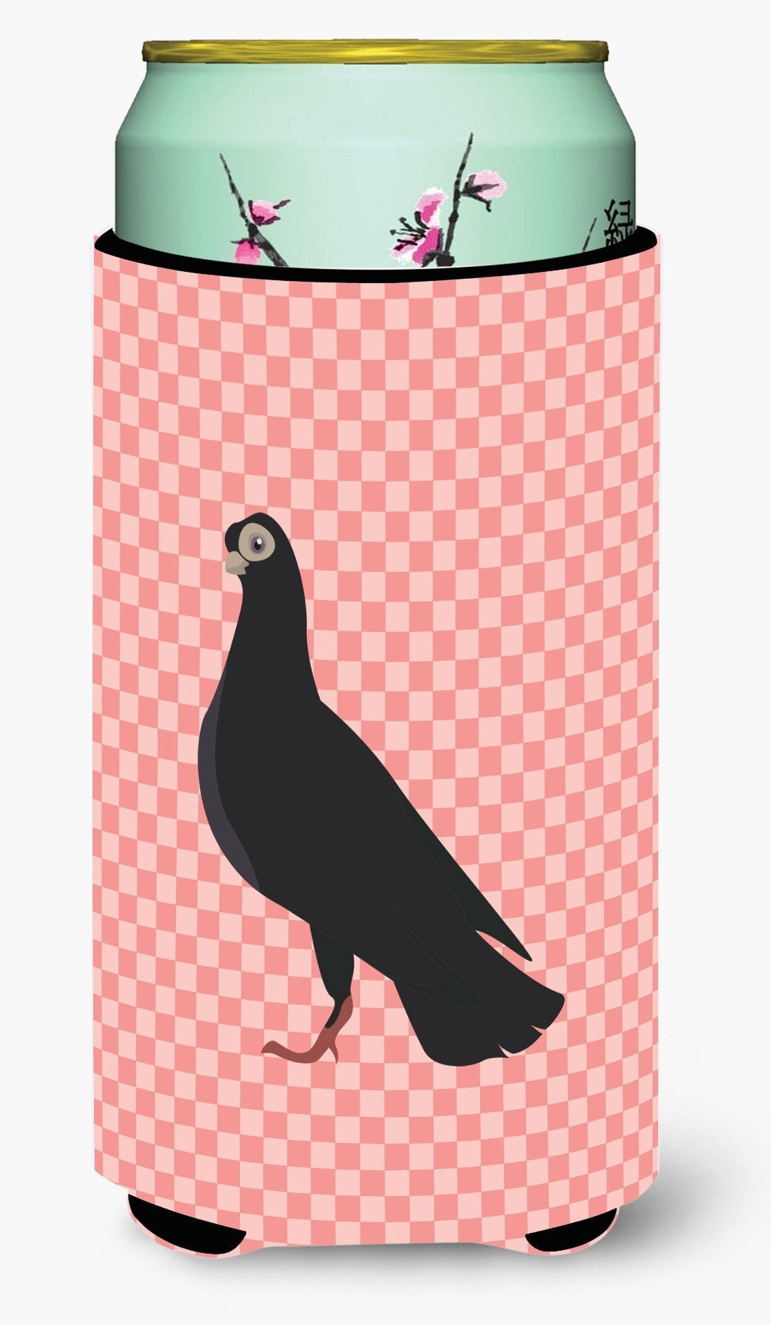 Budapest Highflyer Pigeon Pink Check Tall Boy Hugger Can Cooler Sleeve Machine Washable Drink Collapsible Insulator Beverage Insulated Holder