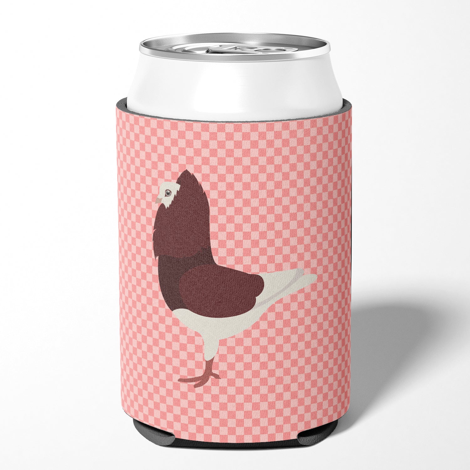 Capuchin Red Pigeon Pink Check Can or Bottle Hugger Cooler Sleeve for Standard 12 oz Cans, Insulated Foam Beer & Soda Can Hugger Reusable