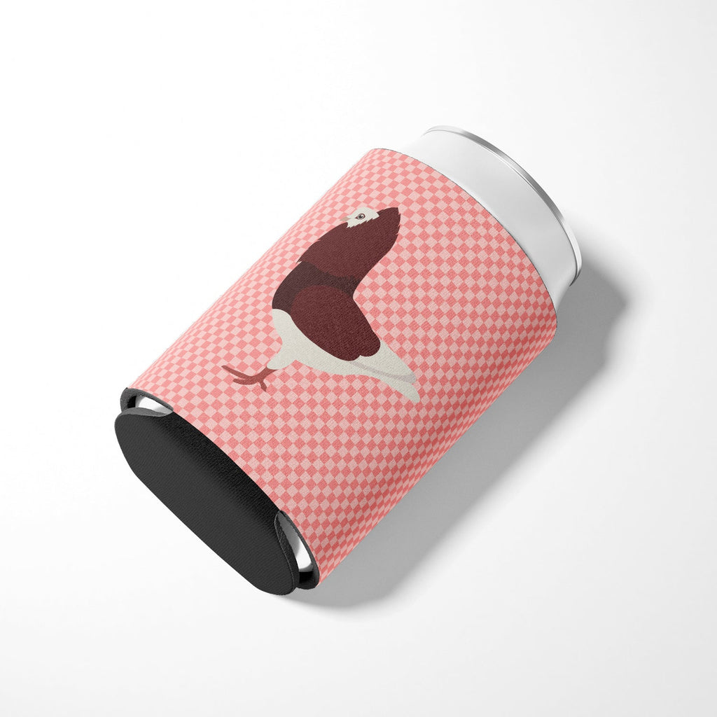 Capuchin Red Pigeon Pink Check Can or Bottle Hugger Cooler Sleeve for Standard 12 oz Cans, Insulated Foam Beer & Soda Can Hugger Reusable