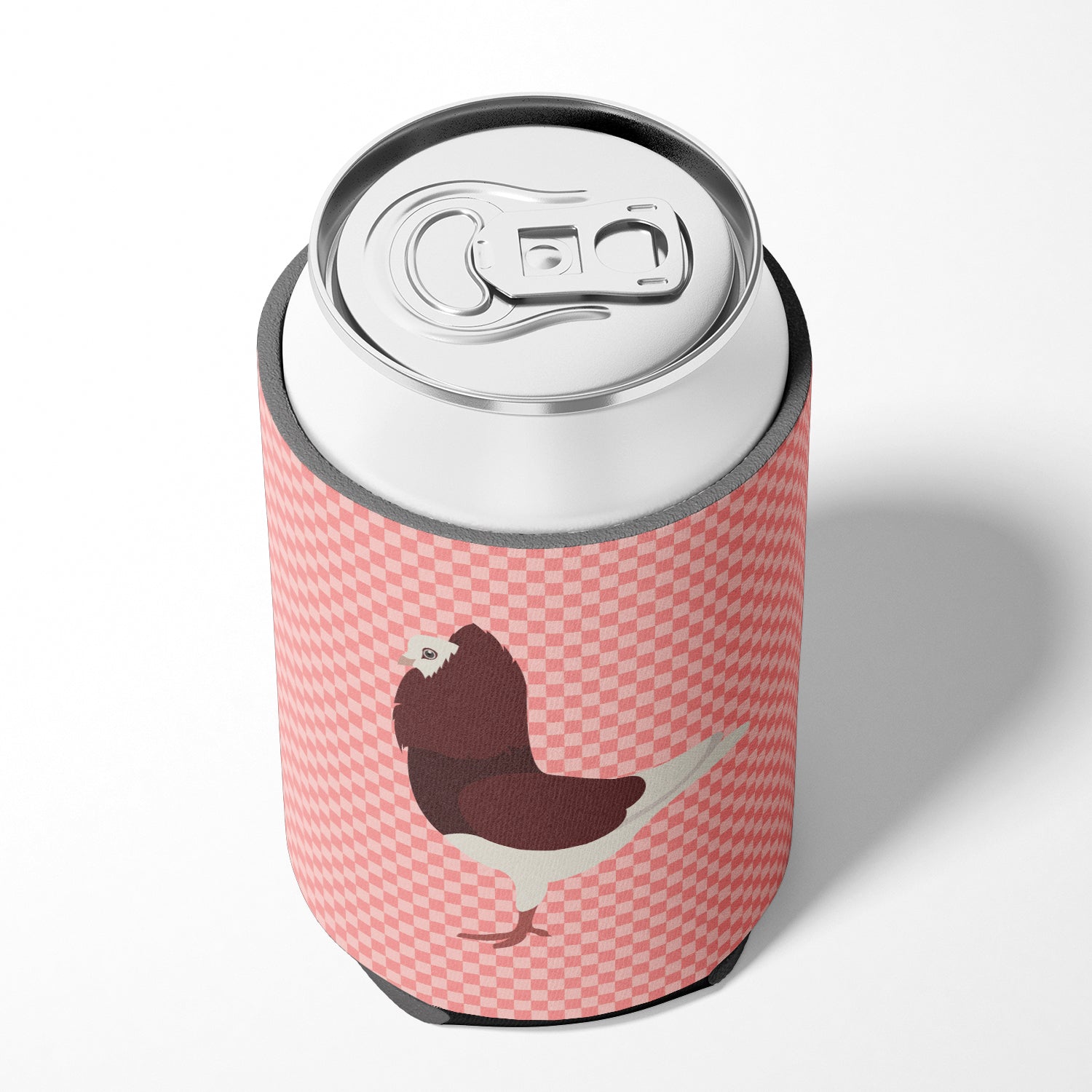 Capuchin Red Pigeon Pink Check Can or Bottle Hugger Cooler Sleeve for Standard 12 oz Cans, Insulated Foam Beer & Soda Can Hugger Reusable