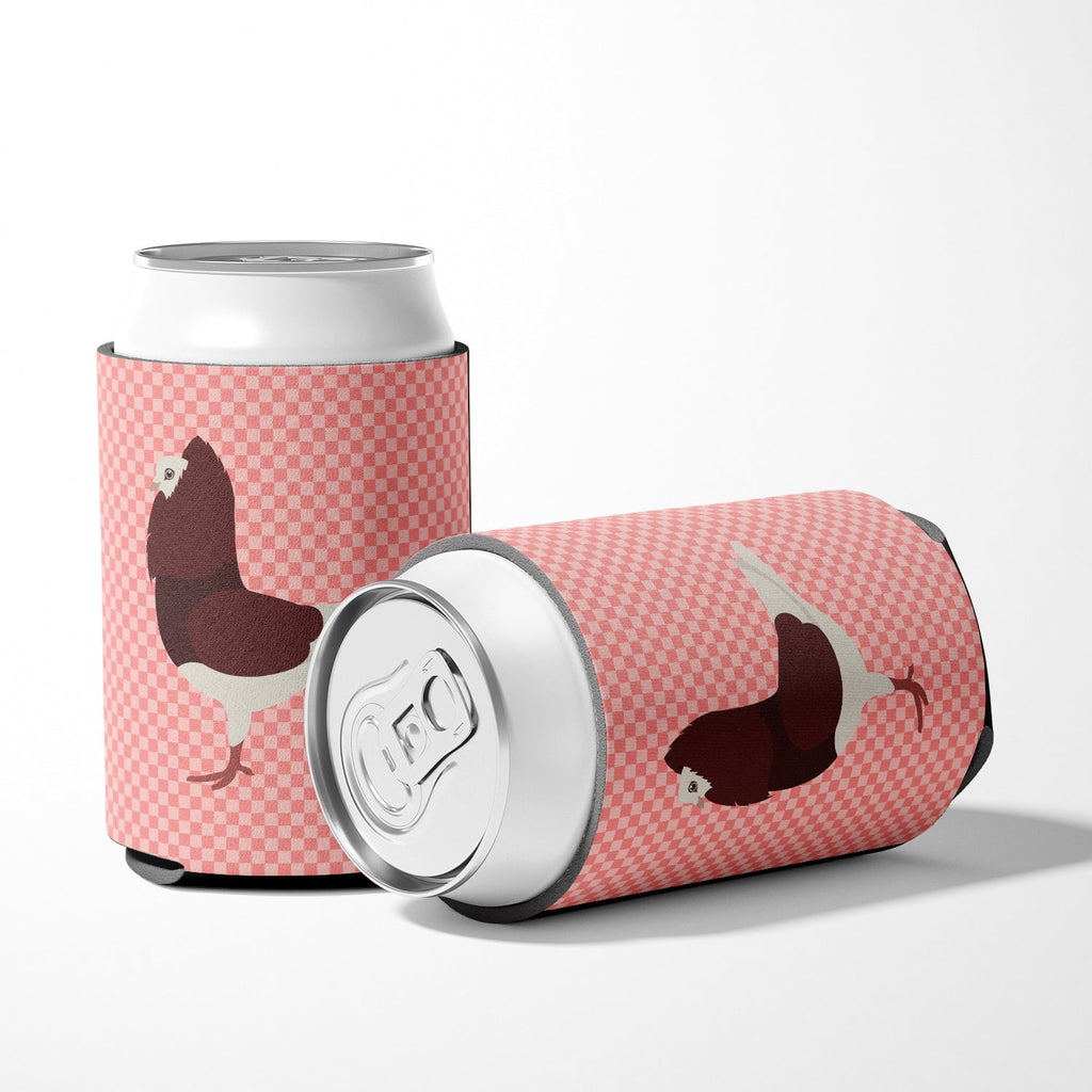 Capuchin Red Pigeon Pink Check Can or Bottle Hugger Cooler Sleeve for Standard 12 oz Cans, Insulated Foam Beer & Soda Can Hugger Reusable