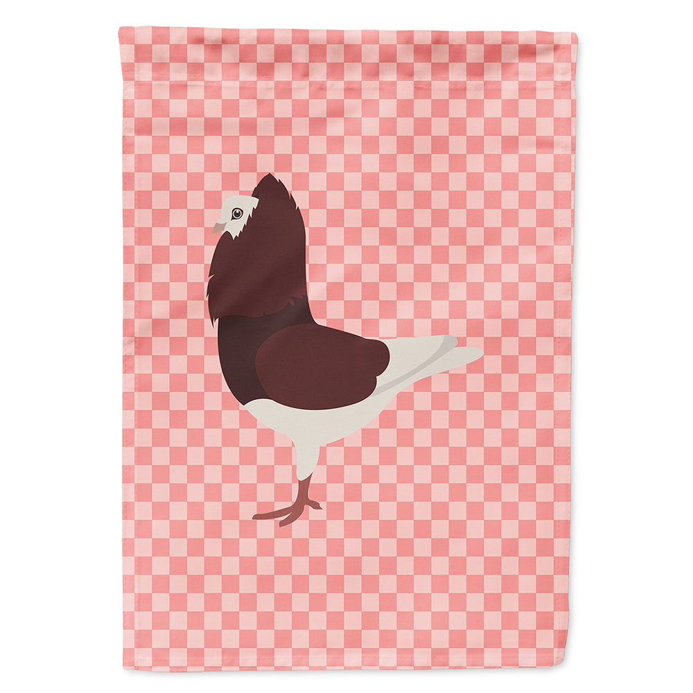 Capuchin Red Pigeon Pink Check House Flag 28x40 Porch Sleeve Pole Decorative Outside Yard Banner Artwork Wall Hanging, Polyester