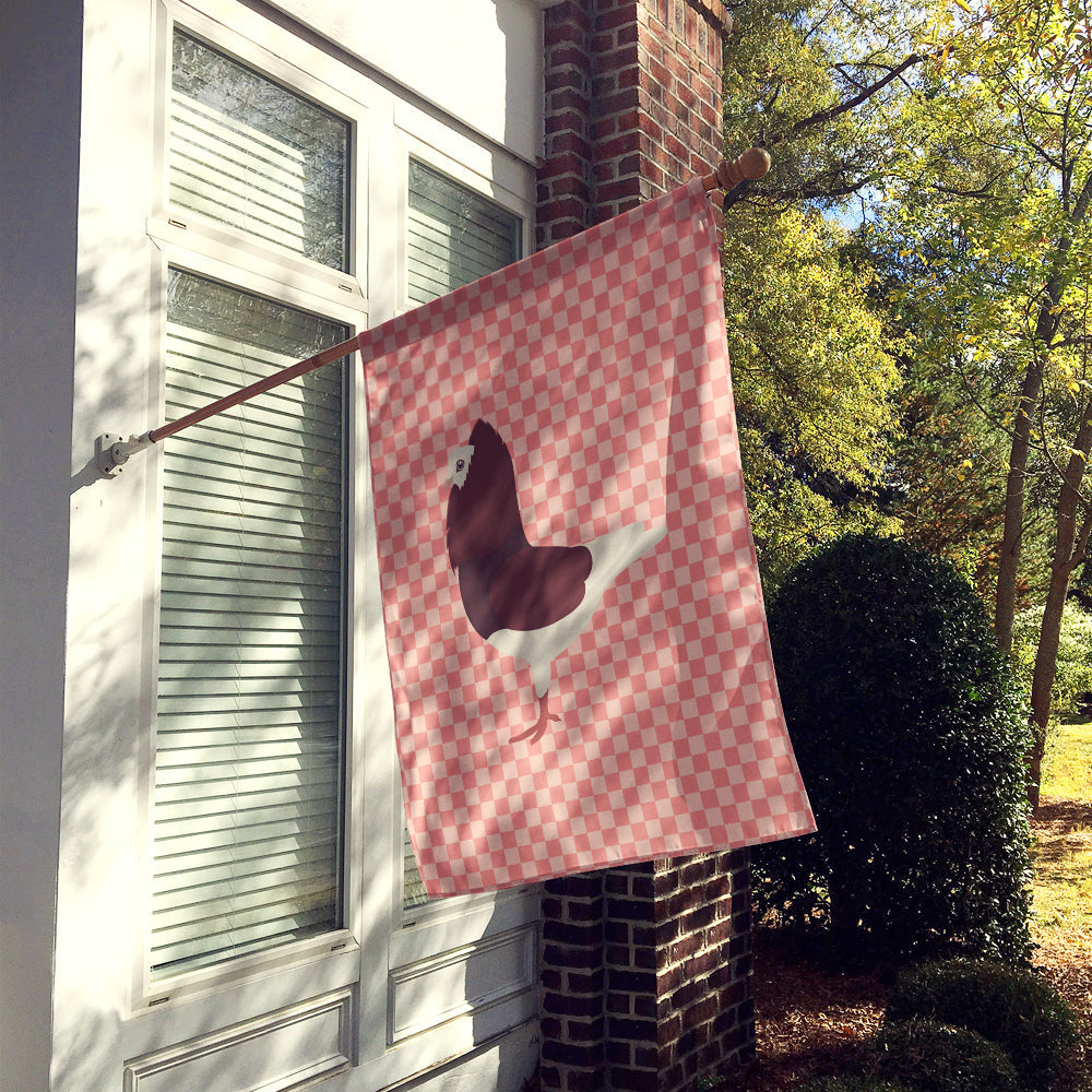 Capuchin Red Pigeon Pink Check House Flag 28x40 Porch Sleeve Pole Decorative Outside Yard Banner Artwork Wall Hanging, Polyester