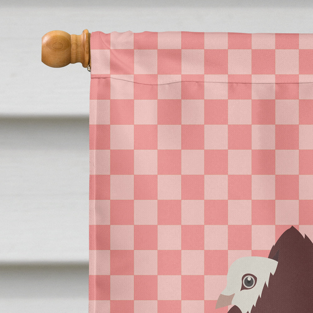 Capuchin Red Pigeon Pink Check House Flag 28x40 Porch Sleeve Pole Decorative Outside Yard Banner Artwork Wall Hanging, Polyester