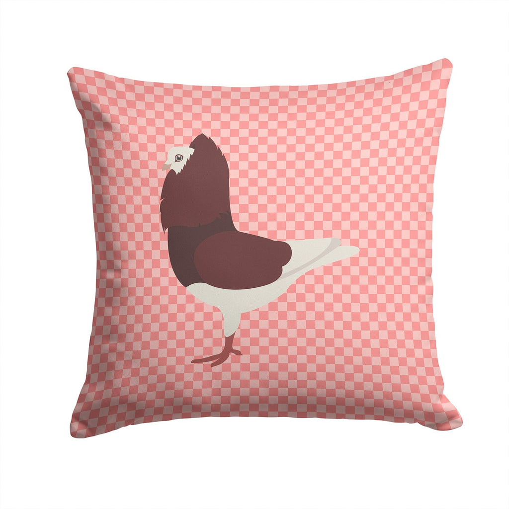 Capuchin Red Pigeon Pink Check Decorative Throw Pillow 14x14 Indoor Outdoor Accent Cushion, Fabric Cover with Insert for Sofa, Bed, Porch & Living Room