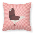 Capuchin Red Pigeon Pink Check Decorative Throw Pillow 18x18 Indoor Outdoor Accent Cushion, Fabric Cover with Insert for Sofa, Bed, Porch & Living Room