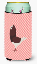 Capuchin Red Pigeon Pink Check Tall Boy Hugger Can Cooler Sleeve Machine Washable Drink Collapsible Insulator Beverage Insulated Holder