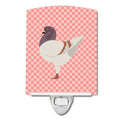 German Modena Pigeon Pink Check Ceramic Night Light Compact, UL-Certified, Ideal for Bedroom, Bathroom, Nursery, Hallway, Kitchen, 6x4x3, Multicolor