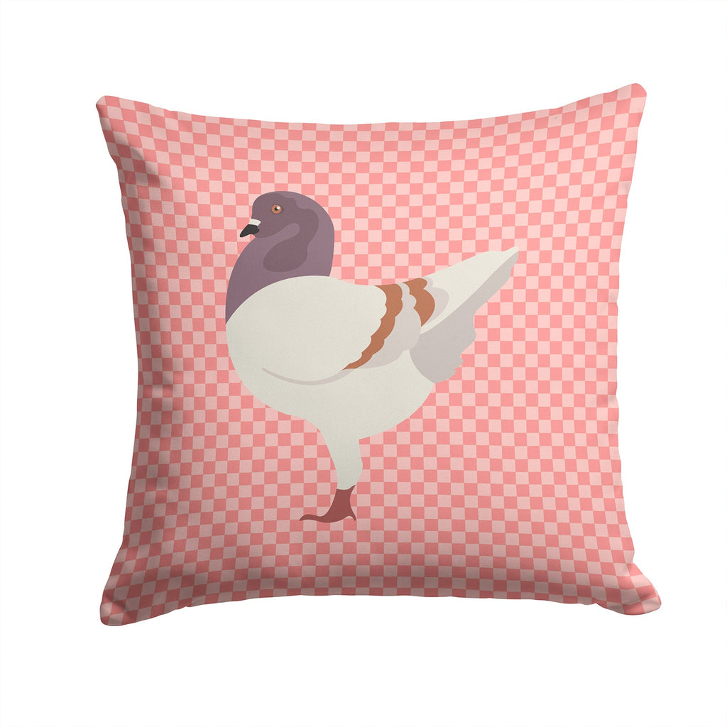 German Modena Pigeon Pink Check Decorative Throw Pillow 14x14 Indoor Outdoor Accent Cushion, Fabric Cover with Insert for Sofa, Bed, Porch & Living Room