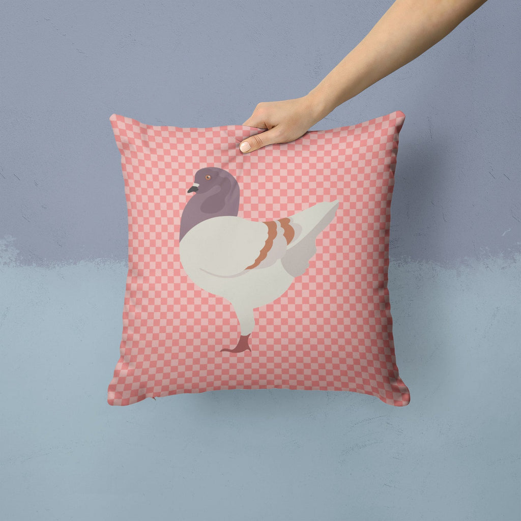 German Modena Pigeon Pink Check Decorative Throw Pillow 14x14 Indoor Outdoor Accent Cushion, Fabric Cover with Insert for Sofa, Bed, Porch & Living Room