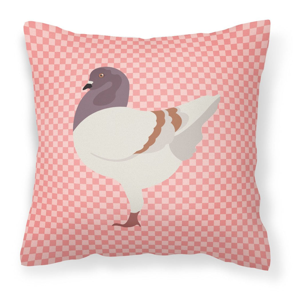 German Modena Pigeon Pink Check Decorative Throw Pillow 18x18 Indoor Outdoor Accent Cushion, Fabric Cover with Insert for Sofa, Bed, Porch & Living Room