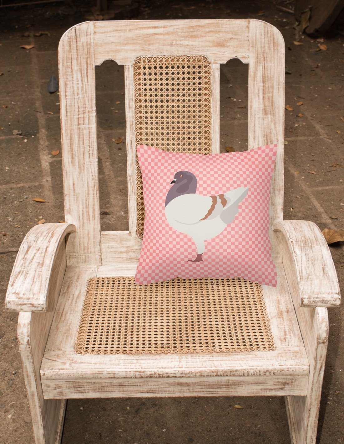 German Modena Pigeon Pink Check Decorative Throw Pillow 18x18 Indoor Outdoor Accent Cushion, Fabric Cover with Insert for Sofa, Bed, Porch & Living Room