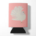 Silver Fantail Pigeon Pink Check Can or Bottle Hugger Cooler Sleeve for Standard 12 oz Cans, Insulated Foam Beer & Soda Can Hugger Reusable