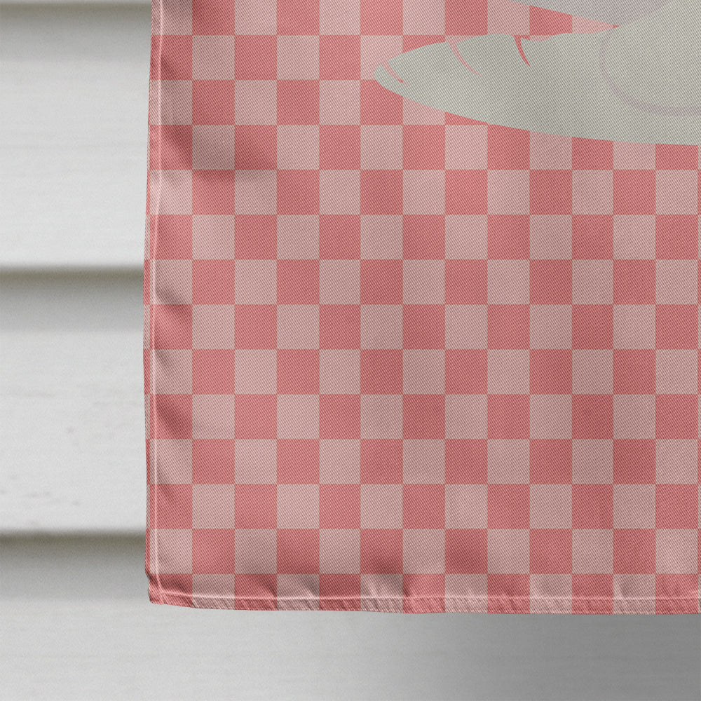 Silver Fantail Pigeon Pink Check House Flag 28x40 Porch Sleeve Pole Decorative Outside Yard Banner Artwork Wall Hanging, Polyester