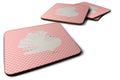 Silver Fantail Pigeon Pink Check Foam Coasters Set of 4 Cup Coasters for Indoor Outdoor, Tabletop Protection, Anti Slip, Mouse pad Material