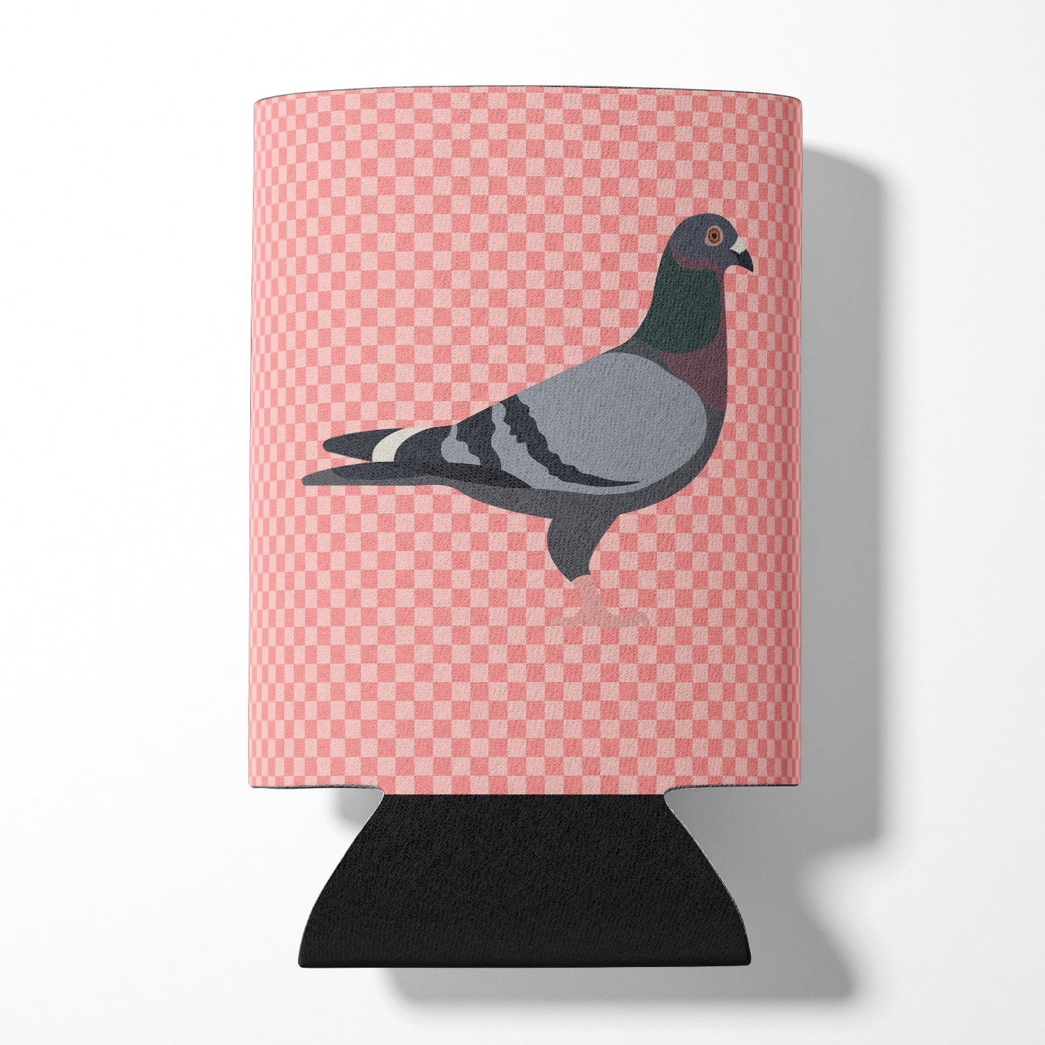 Racing Pigeon Pink Check Can or Bottle Hugger Cooler Sleeve for Standard 12 oz Cans, Insulated Foam Beer & Soda Can Hugger Reusable