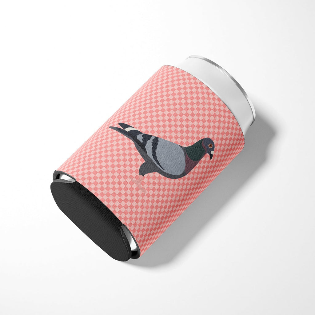 Racing Pigeon Pink Check Can or Bottle Hugger Cooler Sleeve for Standard 12 oz Cans, Insulated Foam Beer & Soda Can Hugger Reusable