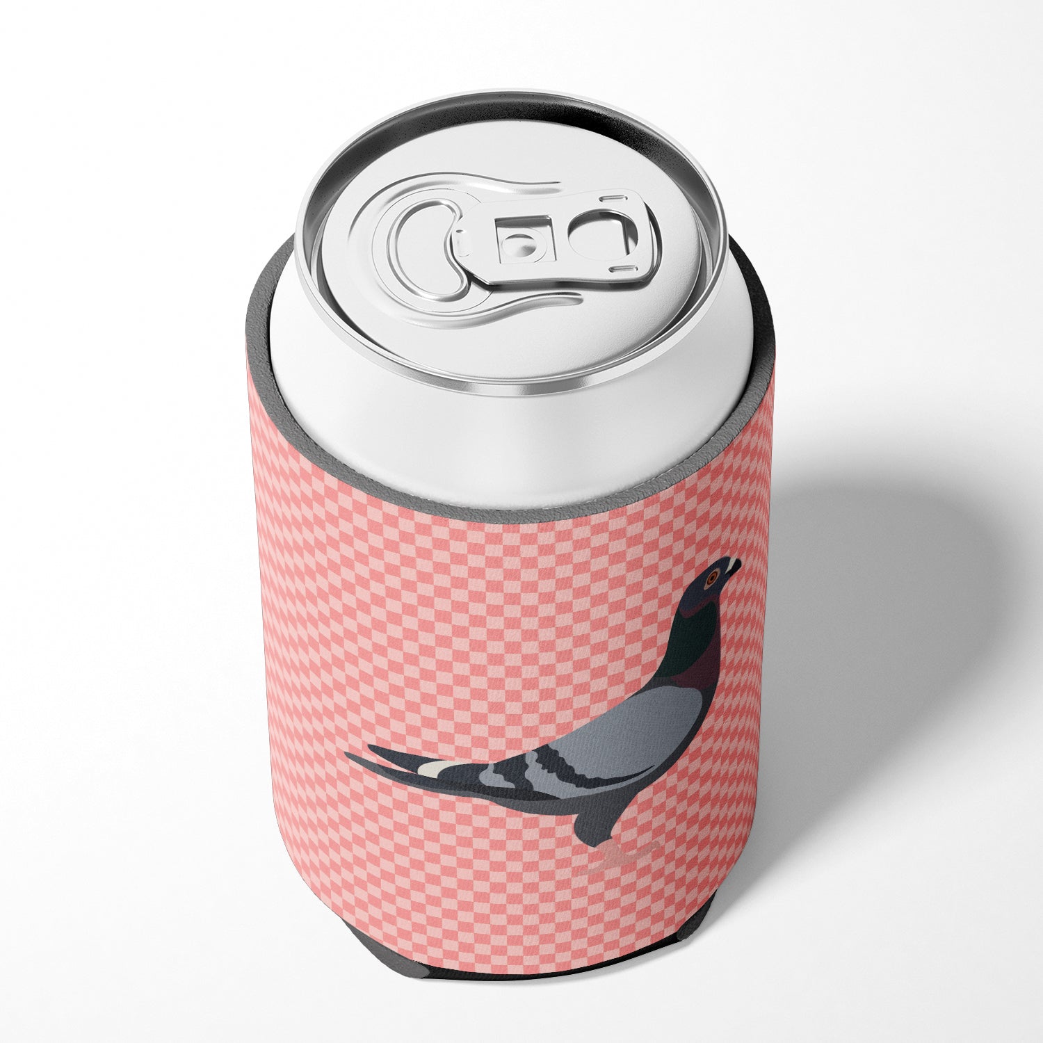 Racing Pigeon Pink Check Can or Bottle Hugger Cooler Sleeve for Standard 12 oz Cans, Insulated Foam Beer & Soda Can Hugger Reusable