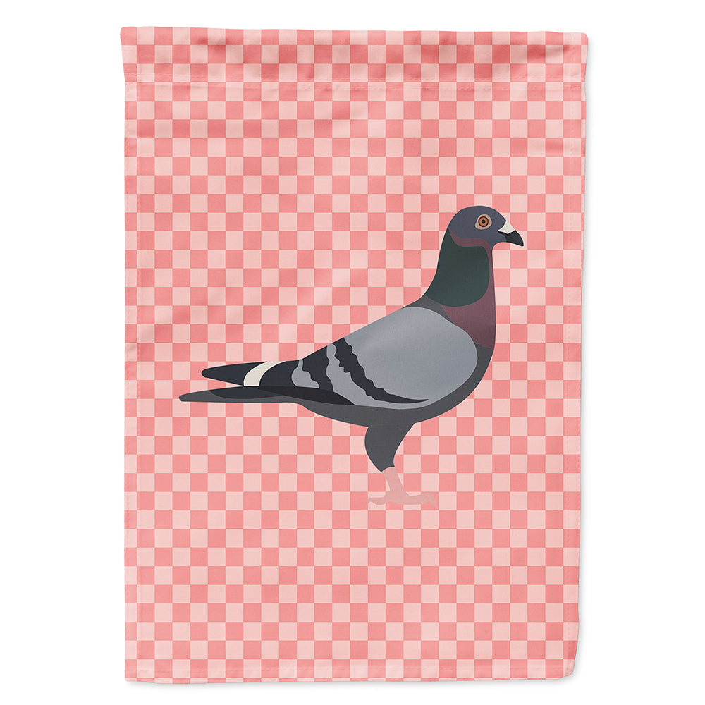Racing Pigeon Pink Check House Flag 28x40 Porch Sleeve Pole Decorative Outside Yard Banner Artwork Wall Hanging, Polyester
