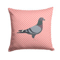 Racing Pigeon Pink Check Decorative Throw Pillow 14x14 Indoor Outdoor Accent Cushion, Fabric Cover with Insert for Sofa, Bed, Porch & Living Room
